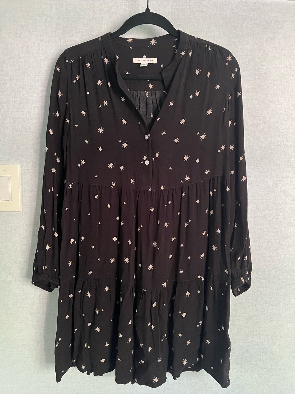 NWOT Free Assembly Women’s Tiered Long Sleeve Dress, sz XS